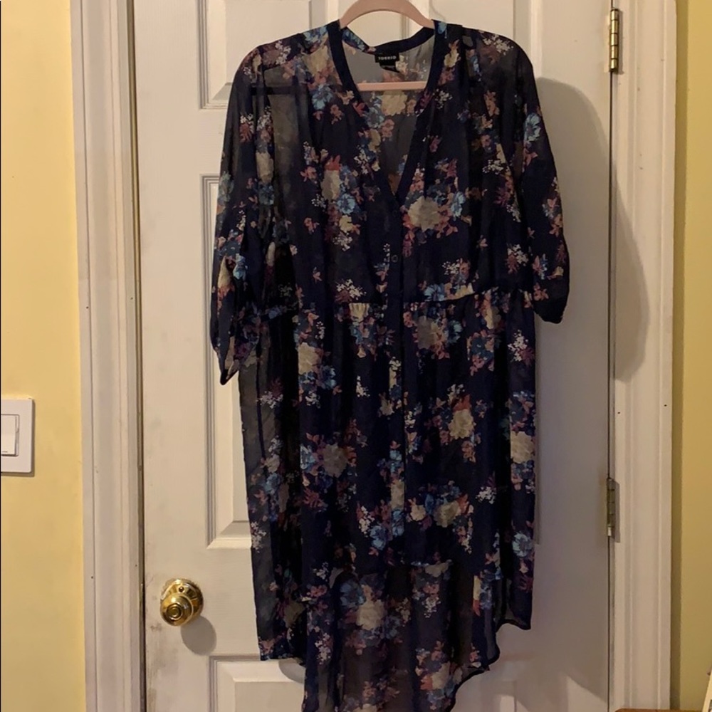 Multicolored Floral Hi-Lo Tunic Top